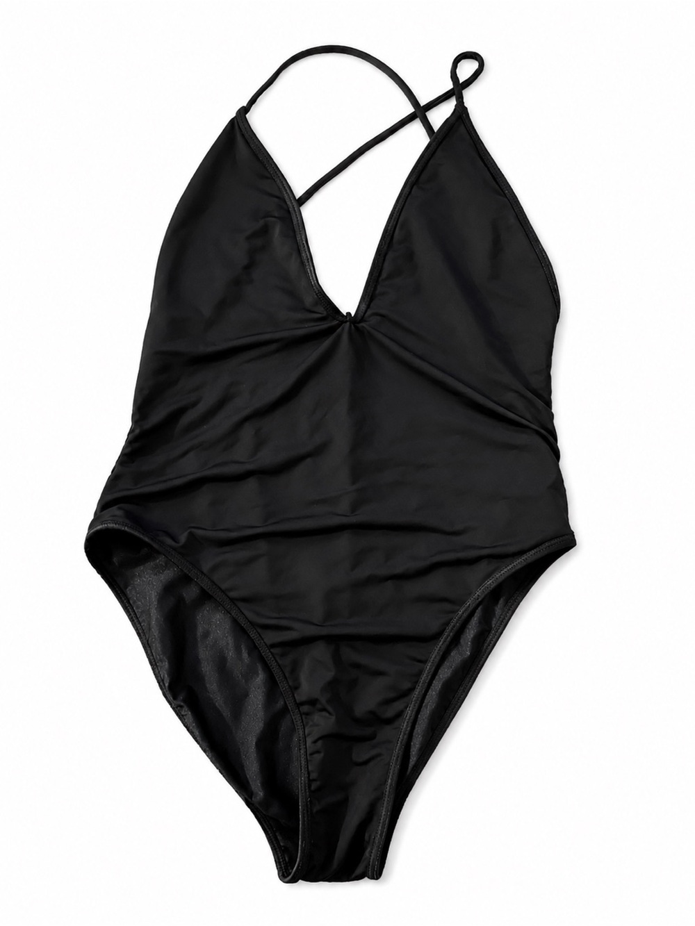 Los Angeles apparel Women’s Black One-Piece Swimsuit with Crisscross Back